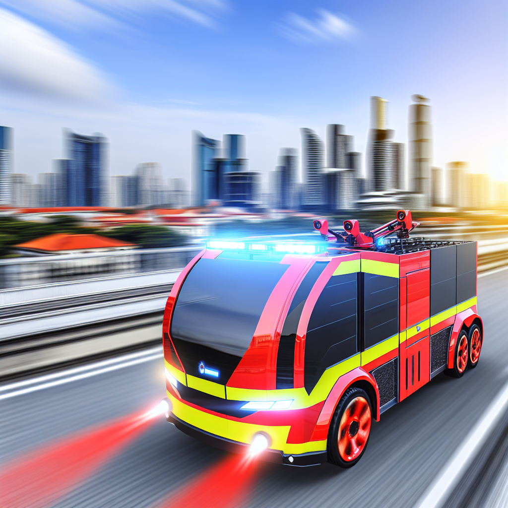 Electric fire truck in action