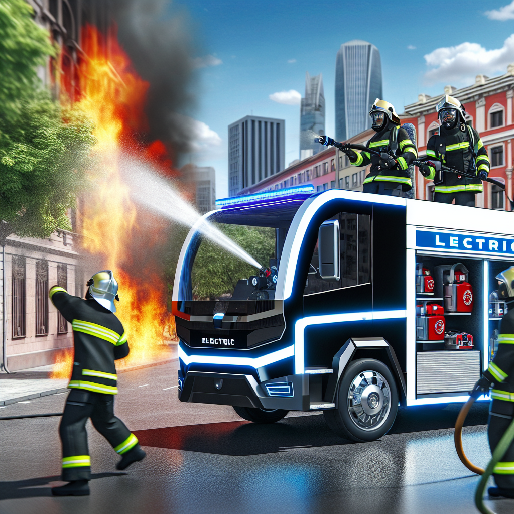 Electric fire truck in action