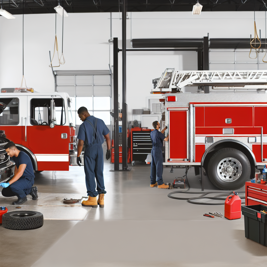 Fire Truck Undergoing Maintenance