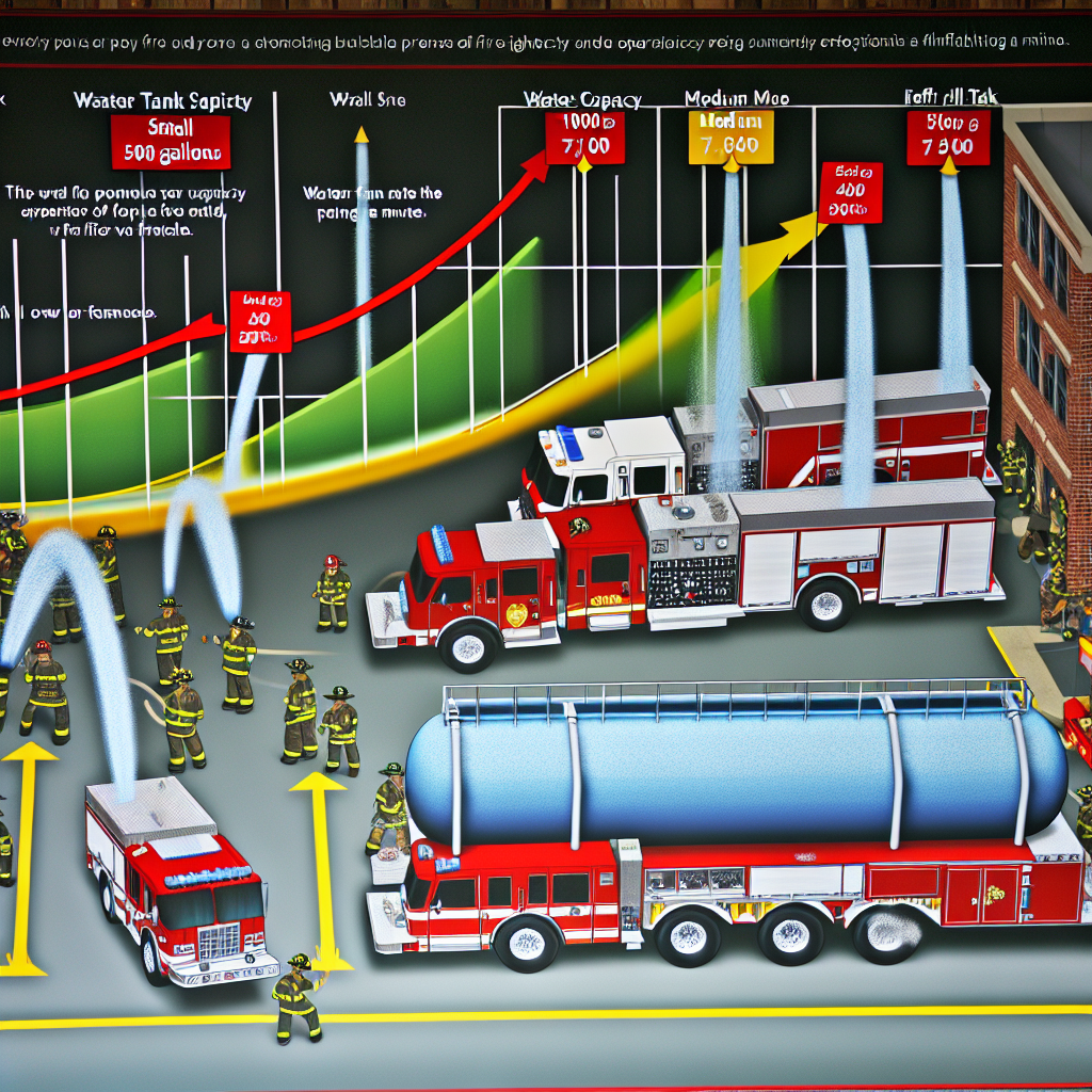 Illustration of various tank sizes and performance in a pumper fire truck