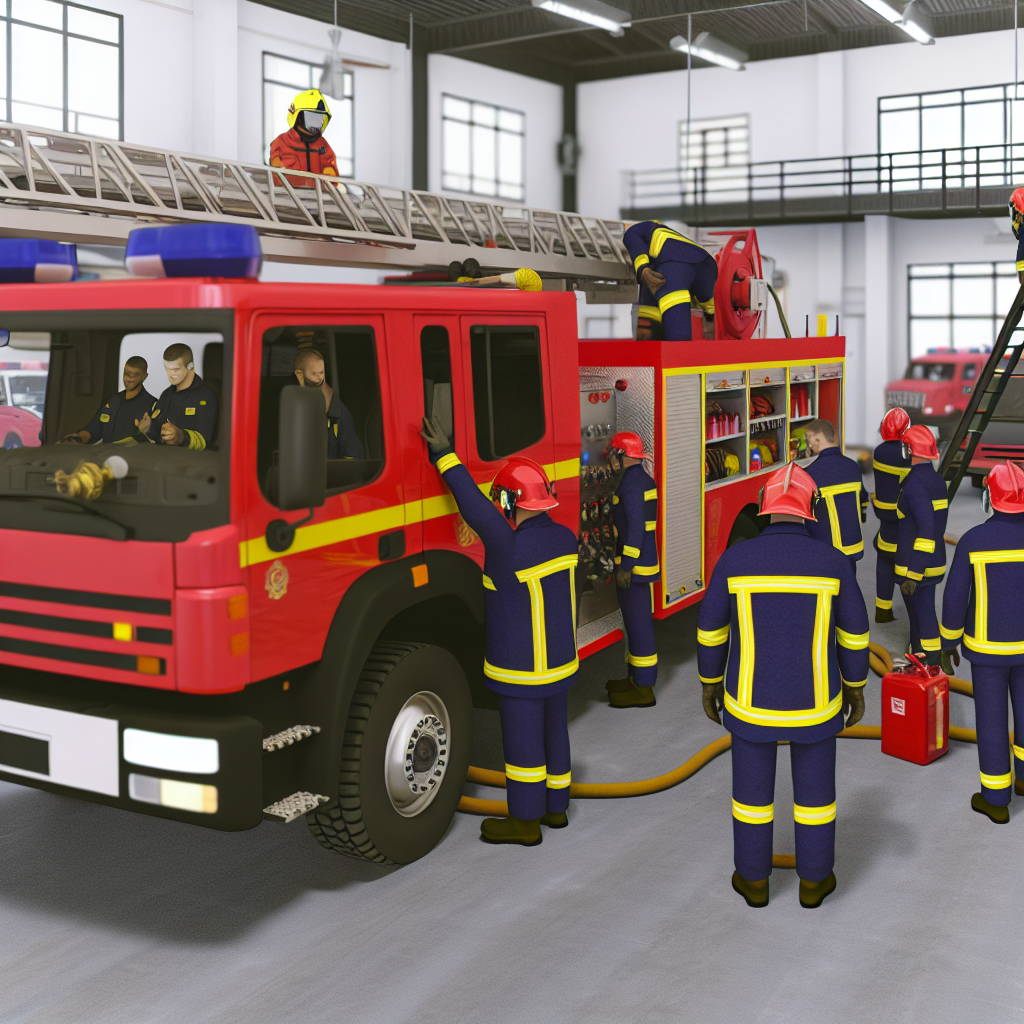 Fire truck during maintenance training