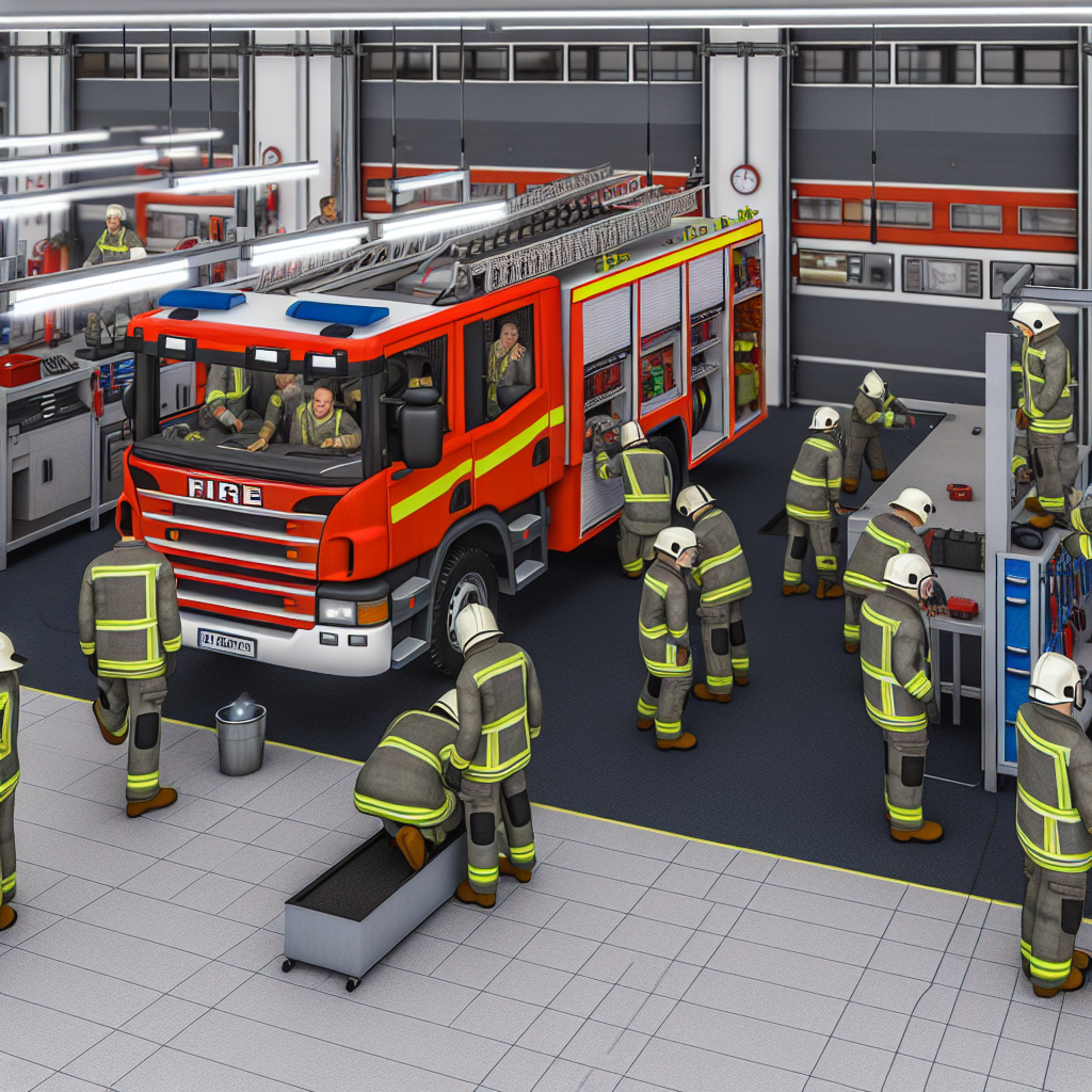 A fire truck during maintenance training