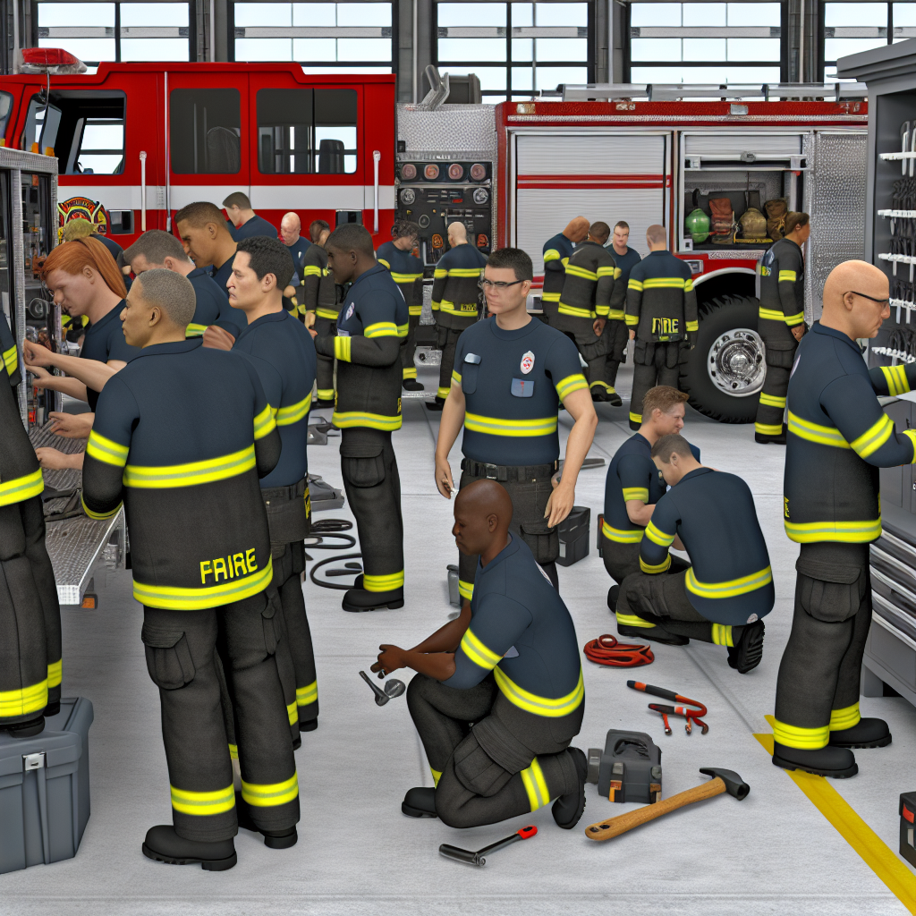 Fire truck during maintenance training