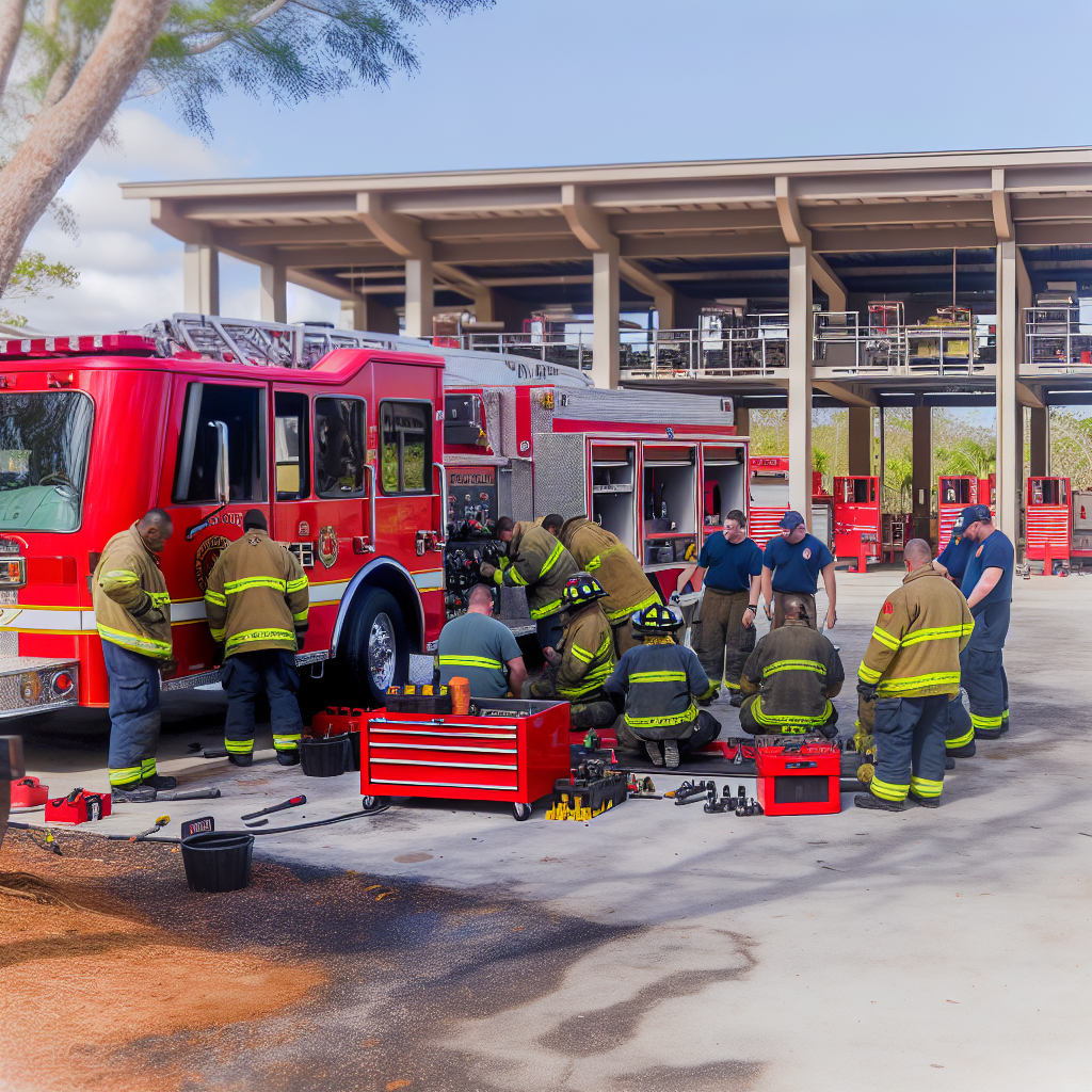 Fire truck during maintenance training