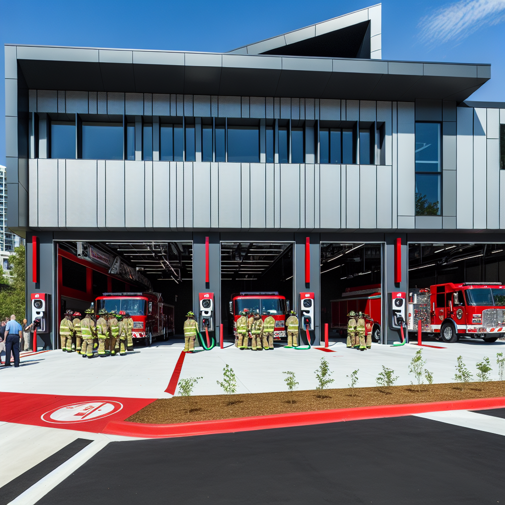 Modern fire station with electric charging stations