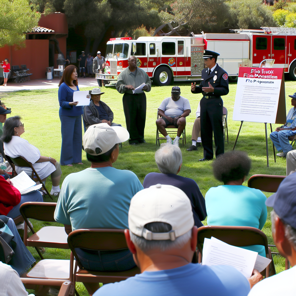 A community coming together to discuss fire truck procurement with representatives from the fire department
