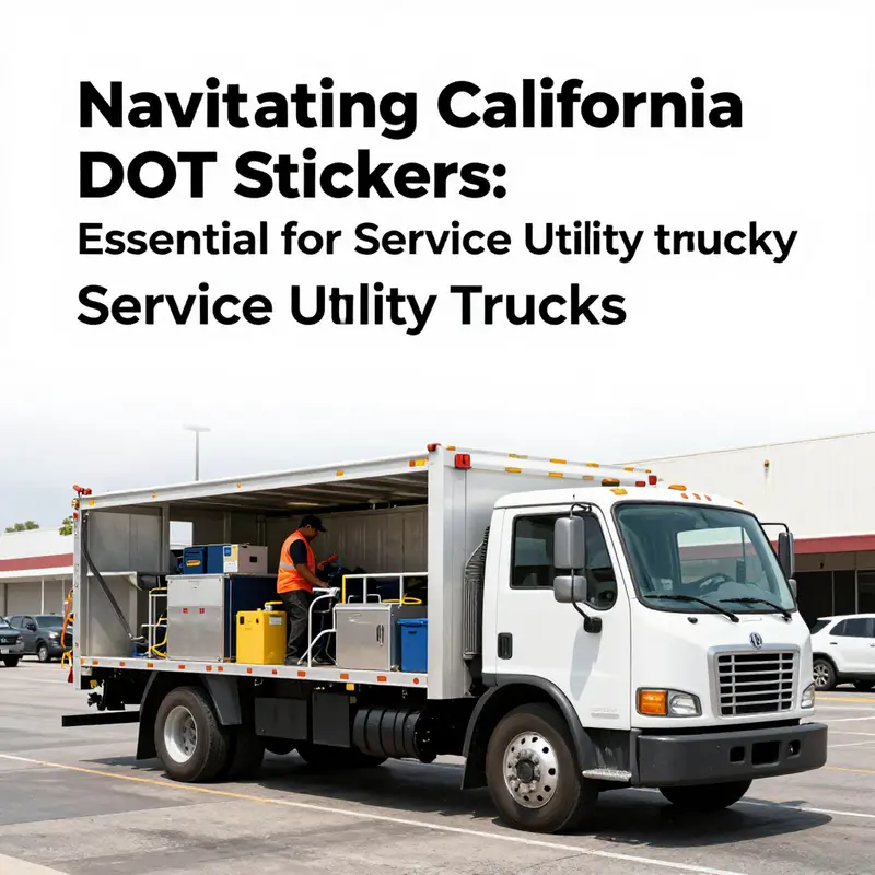 A service utility truck demonstrating the necessity of a California DOT sticker in compliance with state regulations.