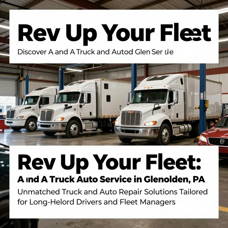 A bustling auto repair shop with trucks and cars at A and A Truck and Auto Service, depicting a strong community presence.