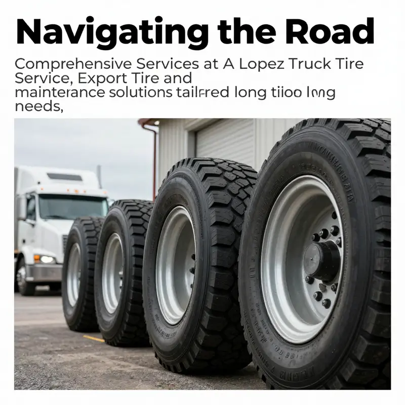 An array of truck tires on display at A Lopez Truck Tire Service, symbolizing their specialization in tire services.