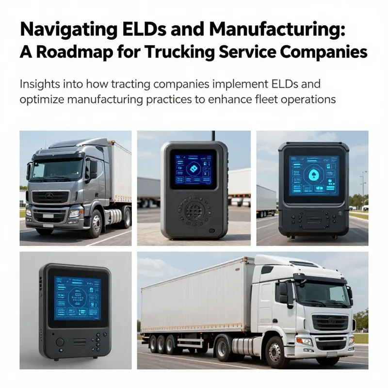 A visual representation of ELD devices and modern trucking technologies in a cohesive collage.