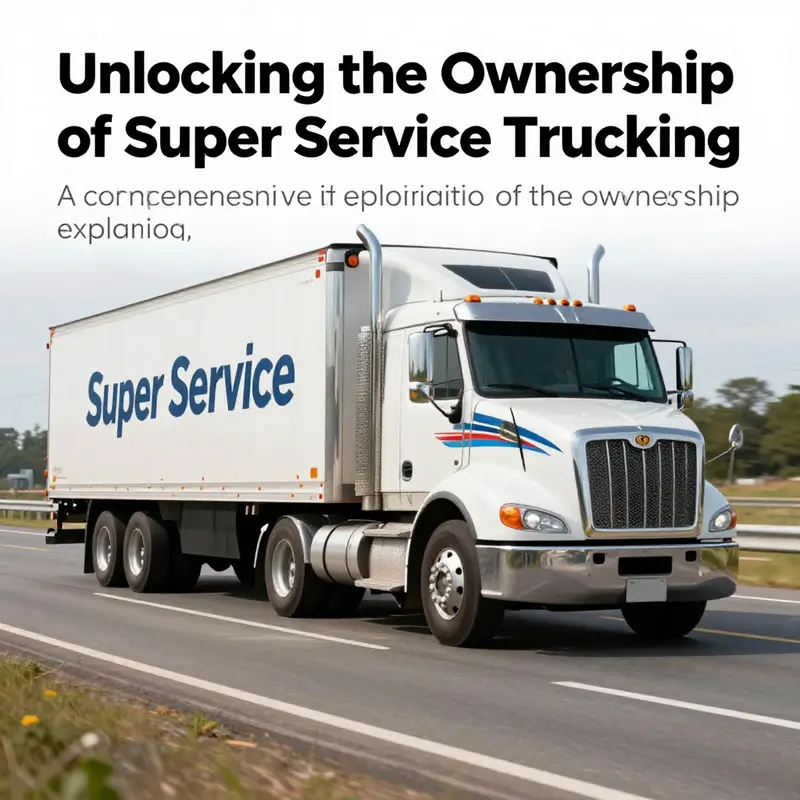 A Super Service Trucking vehicle driving on a highway, representing the trucking industry.