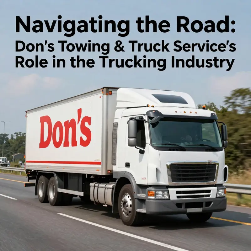 A Don's Towing truck driving on a highway, capturing the essence of reliable service for truck drivers.