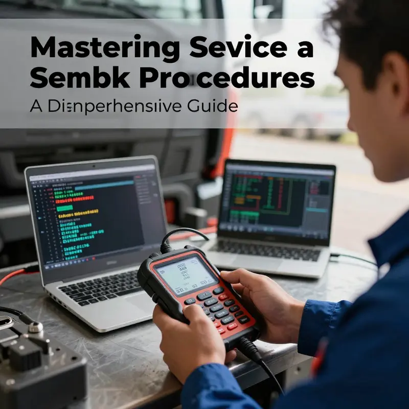 A mechanic performing a detailed pre-service inspection on a semi truck, ensuring all safety checks are completed.