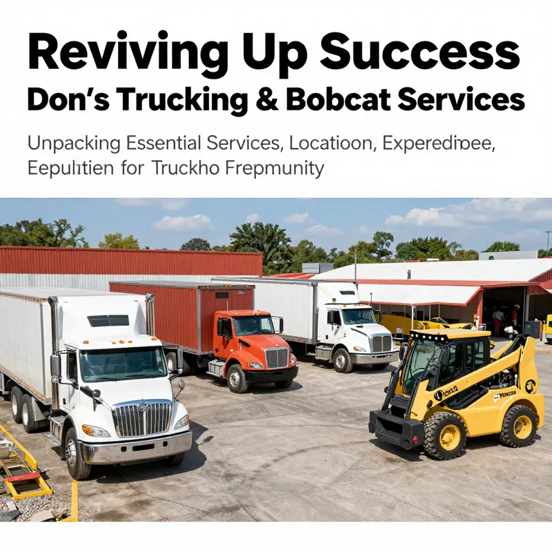 A broad view of the work environment at Don's Trucking & Bobcat Services featuring trucks and equipment on duty.