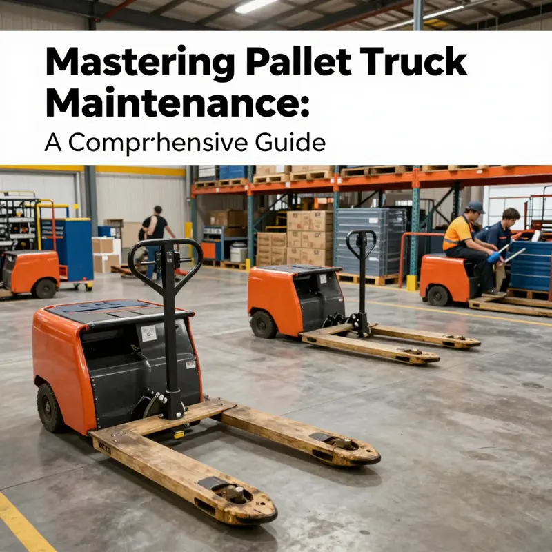 An organized warehouse filled with pallet trucks, depicting maintenance activities that support operational efficiency.