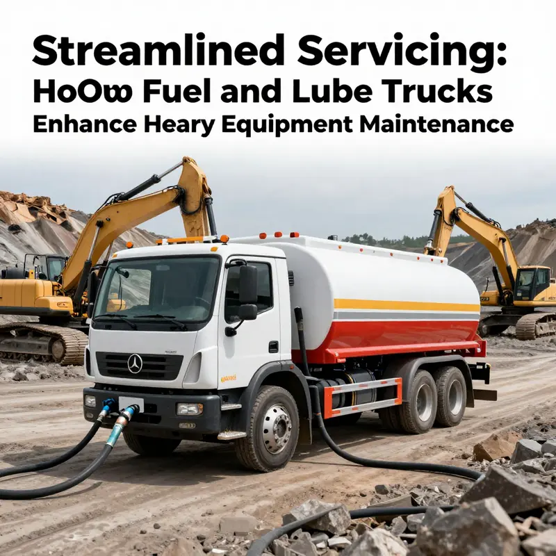 Fuel and lube truck efficiently servicing heavy equipment at a mining operation.