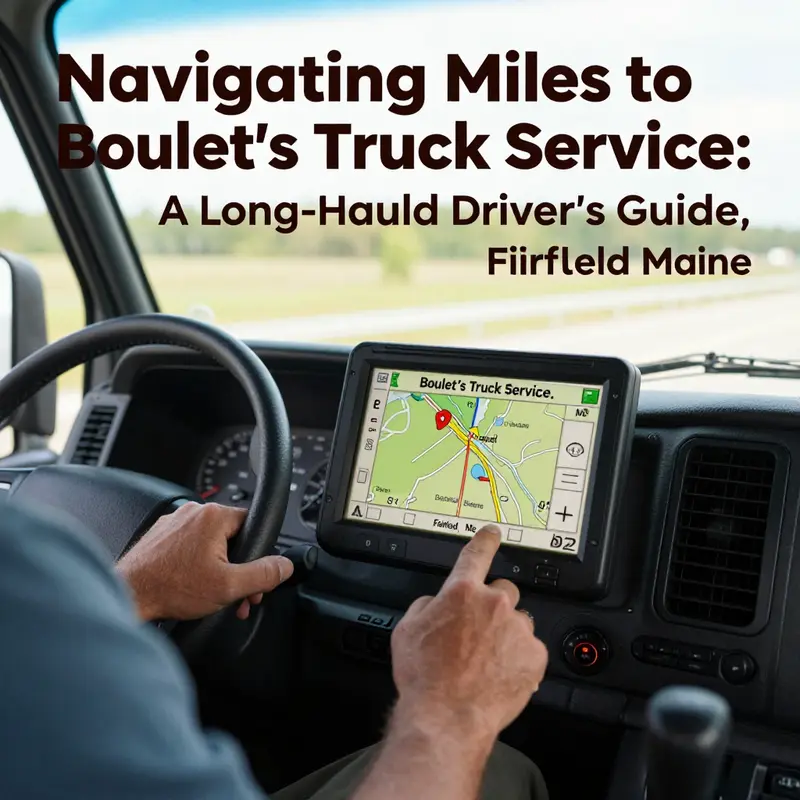 A view of truck routes leading to Boulet’s Truck Service in Fairfield, showcasing important landmarks for navigation.