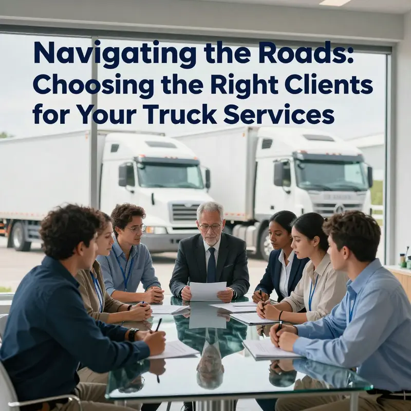 Engaged professionals discussing potential trucking clients and service opportunities.