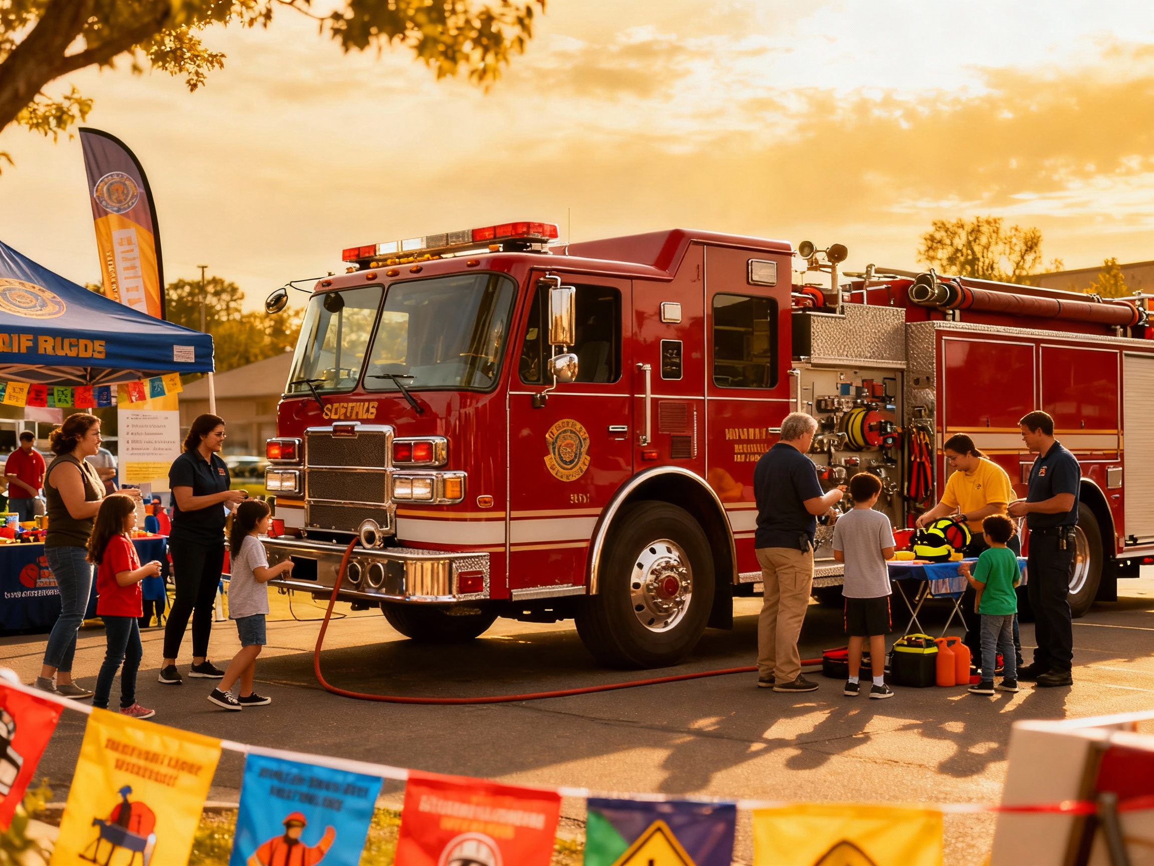 Image of a fire truck at a community engagement activity