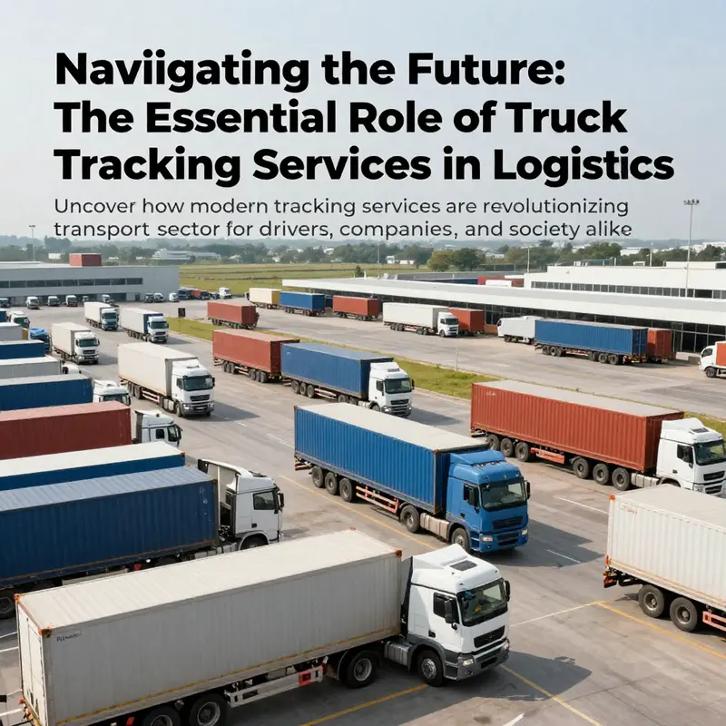 A panoramic view of an active logistics hub bustling with trucks, illustrating the critical role of tracking in transportation.