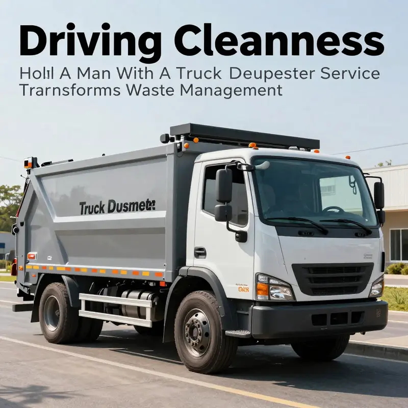 A clean and sturdy dumpster truck from A Man With A Truck Dumpster Service under a bright blue sky.