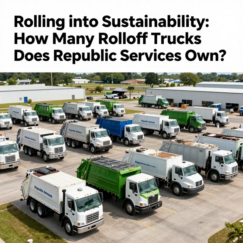 An extensive operational yard of Republic Services featuring various waste management trucks, emphasizing their fleet's variety.