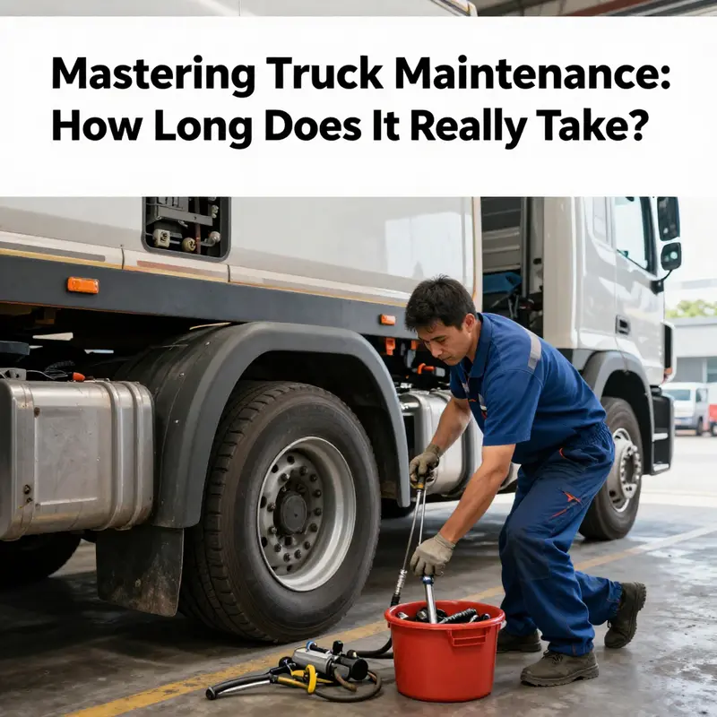 A technician efficiently performing routine maintenance on a truck.