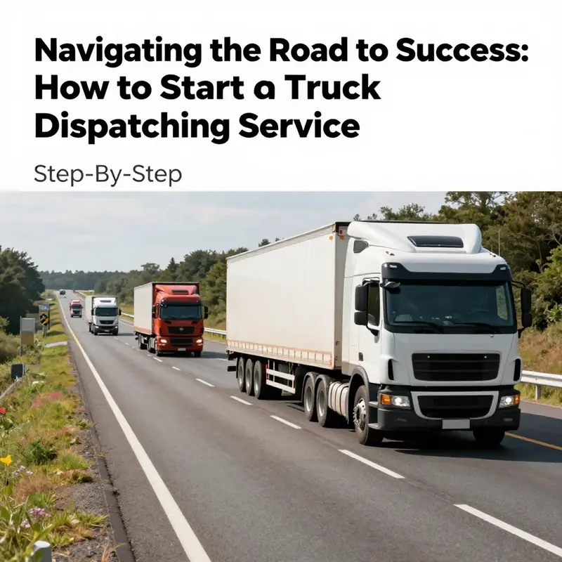 A vibrant highway filled with freight trucks, illustrating the dispatching service's importance in transportation.