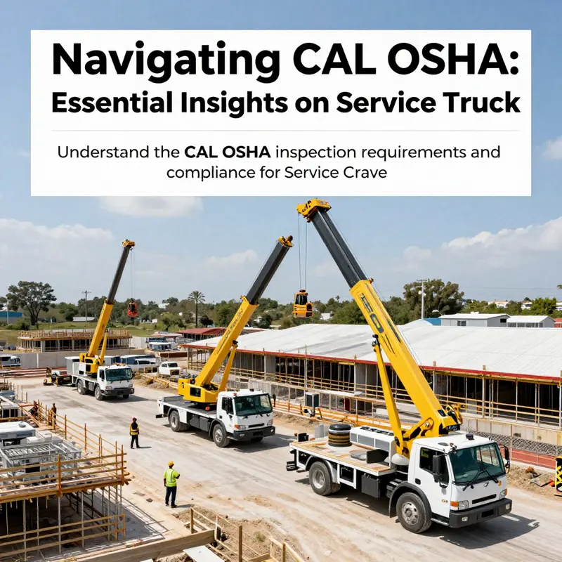 Construction yard with service truck cranes in operation, underscoring the importance of compliance with CAL OSHA standards.