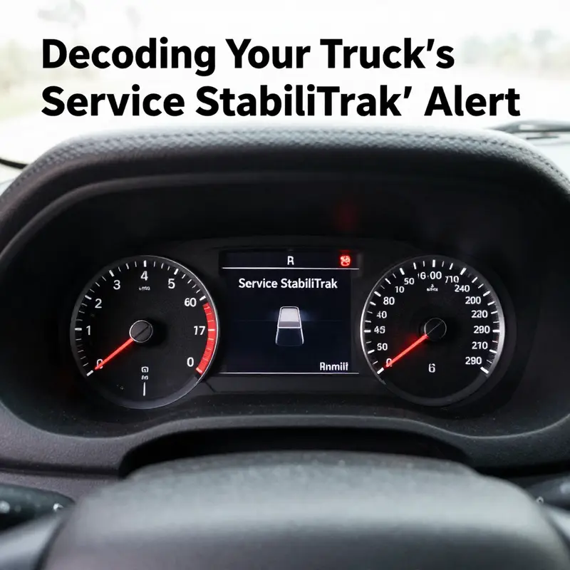 The dashboard of a truck showing the ‘Service StabiliTrak’ alert.