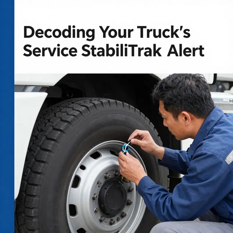 The dashboard of a truck showing the ‘Service StabiliTrak’ alert.