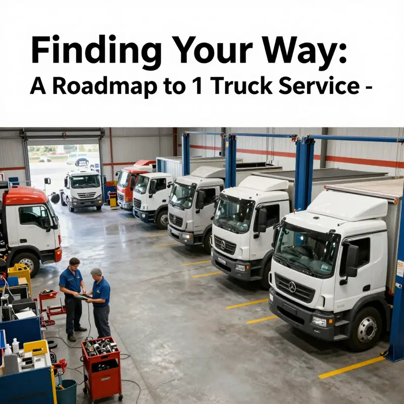 A bustling truck service center illustrating the support for truck drivers.