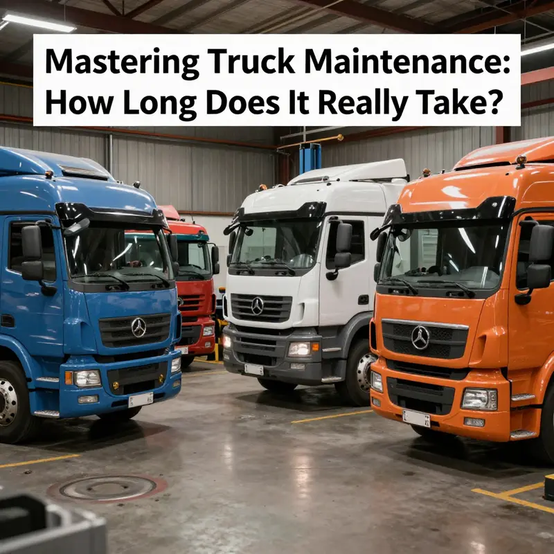 A collection of trucks in a maintenance shop, representing the critical nature of truck servicing.