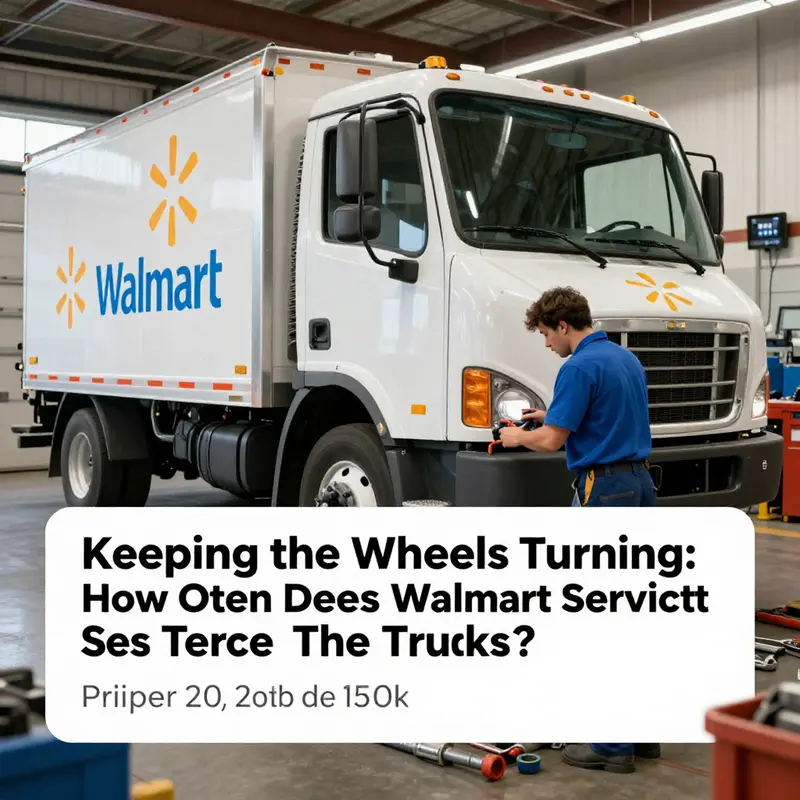 A Walmart truck undergoing routine maintenance, exemplifying their proactive service intervals.
