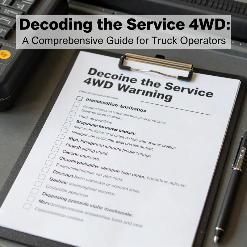 The truck dashboard illumination shows the ‘Service 4WD’ light, indicating a potential problem in the four-wheel drive system.