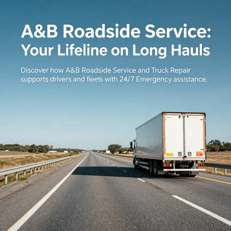 Long stretch of highway representing the trucking industry, with a distant truck illustrating the need for roadside assistance.