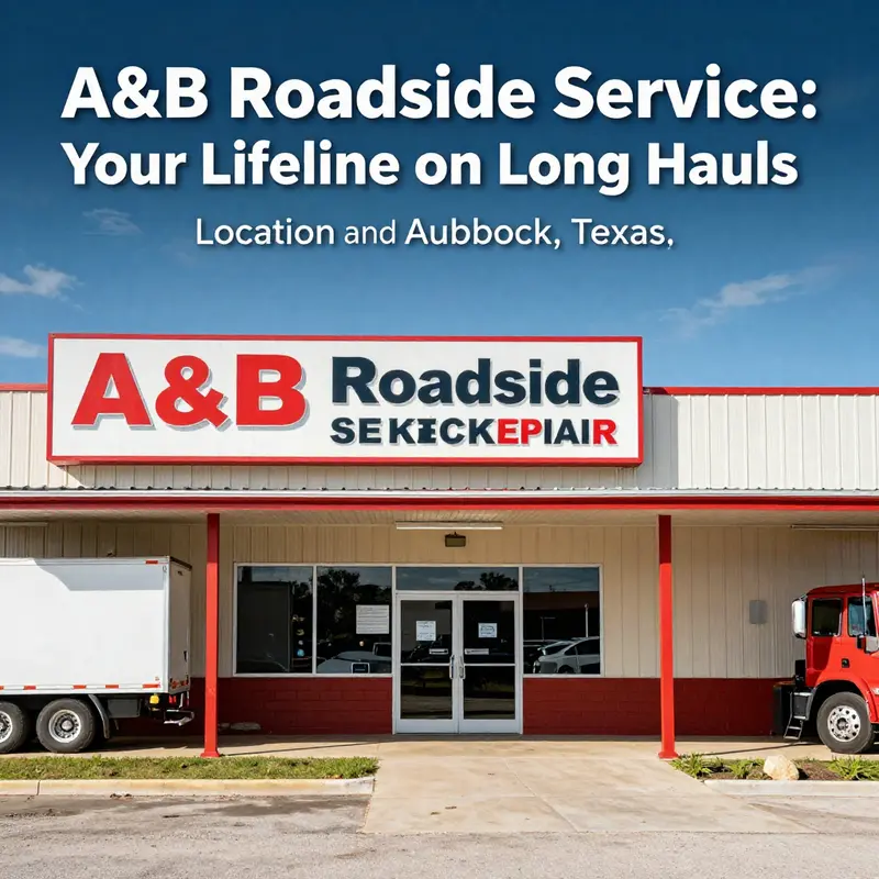 The exterior of A&B Roadside Service in Lubbock, TX, showcasing its accessibility for truck drivers.