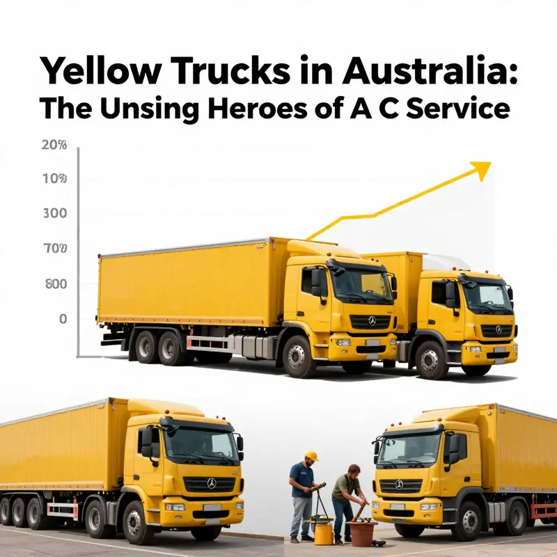 A technician servicing an A C service yellow truck, emphasizing their role in vehicle maintenance.