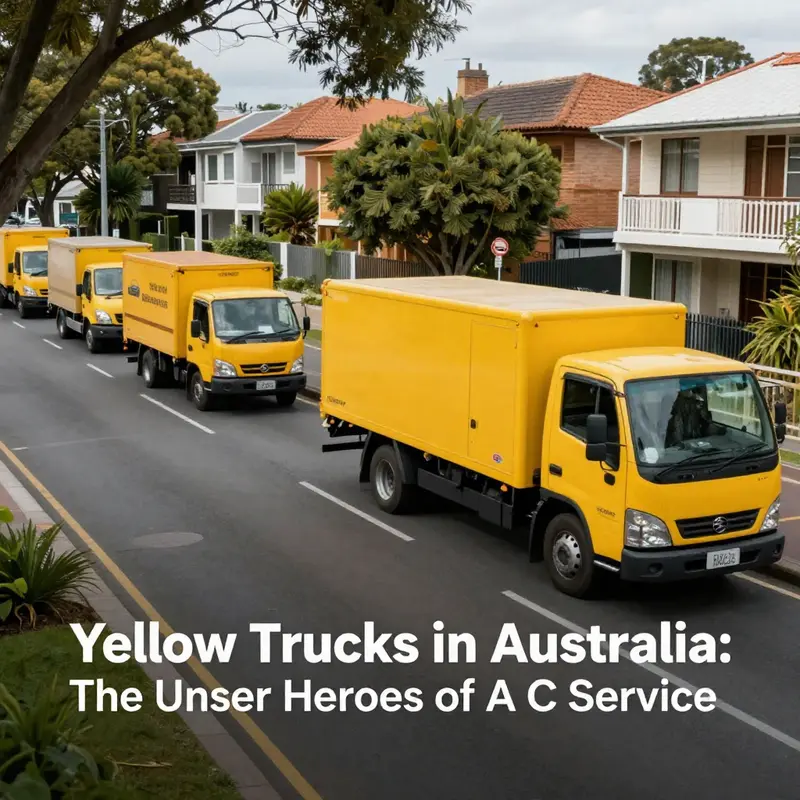 A technician servicing an A C service yellow truck, emphasizing their role in vehicle maintenance.