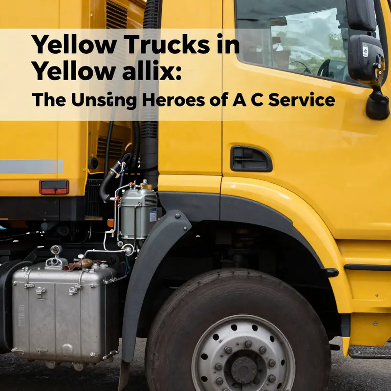 A technician servicing an A C service yellow truck, emphasizing their role in vehicle maintenance.