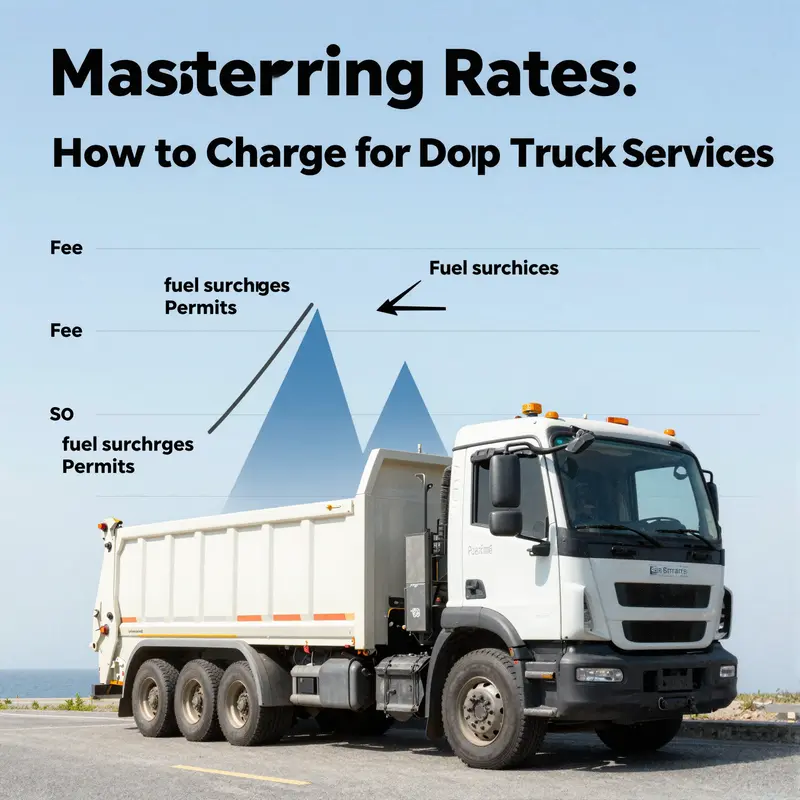 An illustration of a dump truck emphasizing the hourly rate pricing model.