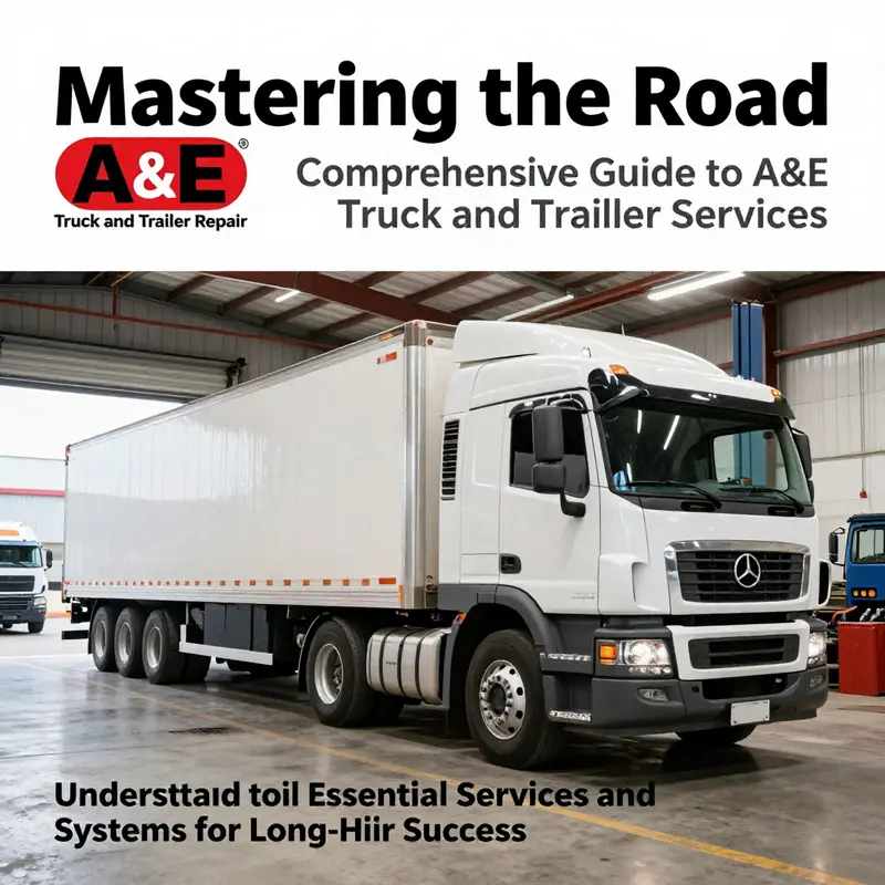 A compelling cover image highlighting A&E Truck and Trailer Repair services with trucks and repair activities in a garage setting.