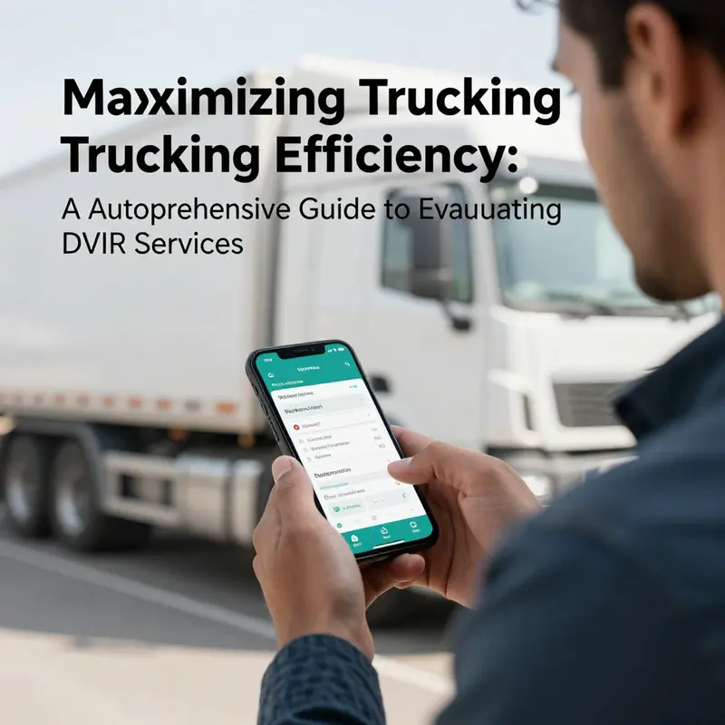 A truck driver engages with a mobile app for real-time vehicle inspections.