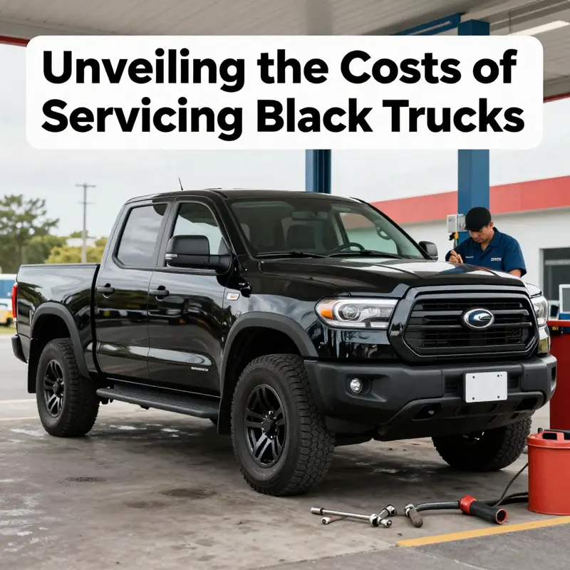 Routine maintenance is essential for keeping black trucks in optimal condition, with various basic service tasks illustrated.