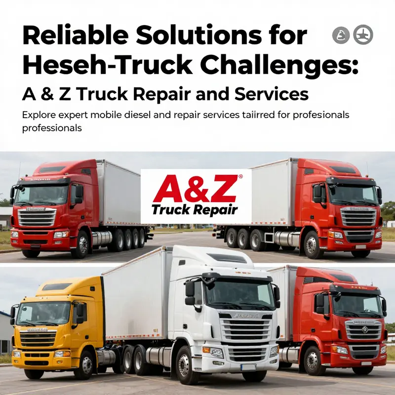 A collage featuring different trucks with the A & Z Truck Repair branding.