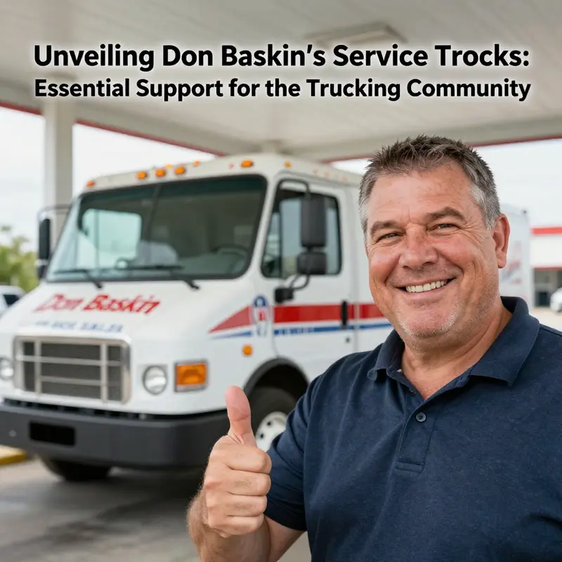 A fleet of service trucks showcasing the variety and quality offered by Don Baskin Truck Sales.