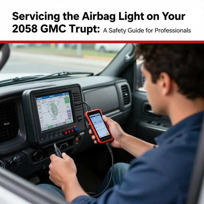 Technician diagnosing the airbag system using an OBD-II scanner.