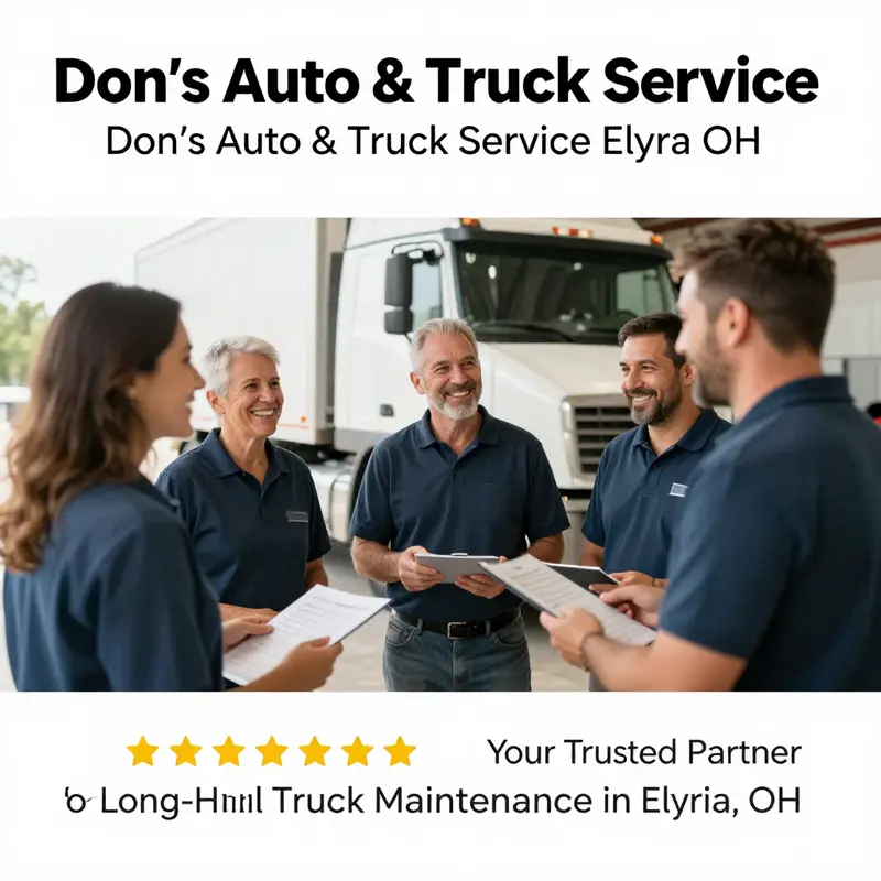 Don’s Auto & Truck Service with trucks undergoing various maintenance tasks.
