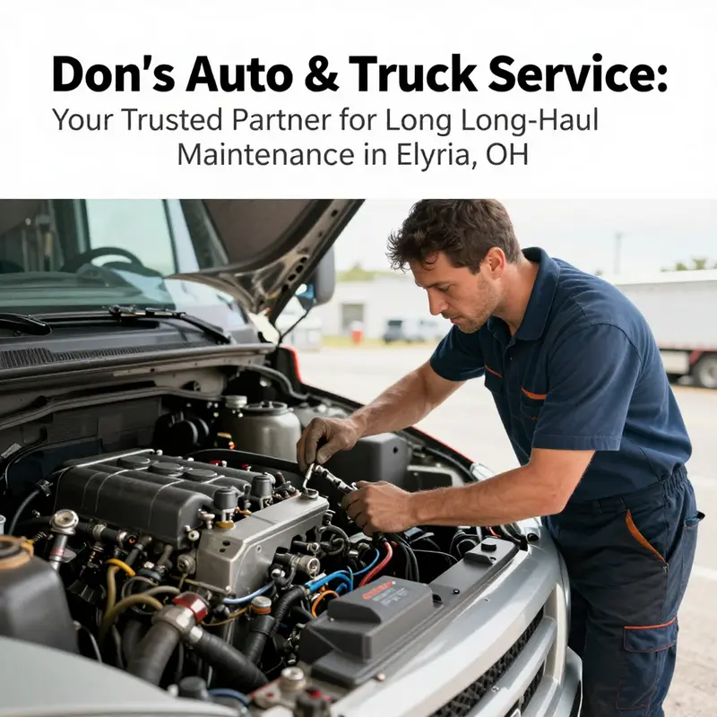 Don’s Auto & Truck Service with trucks undergoing various maintenance tasks.