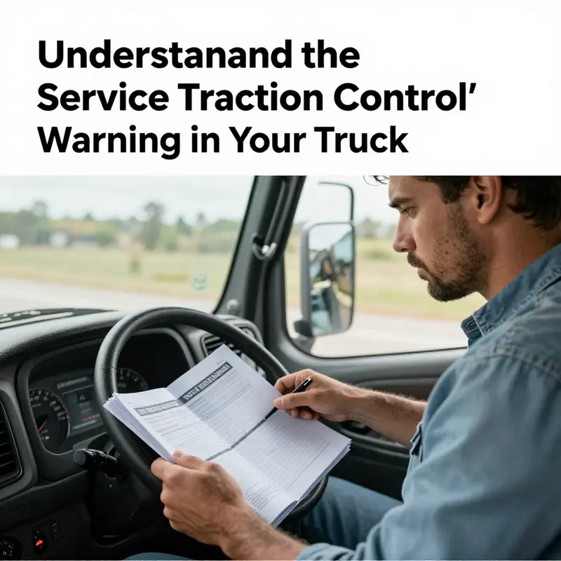 A close-up view of a truck dashboard showing the ‘Service Traction Control’ warning light.